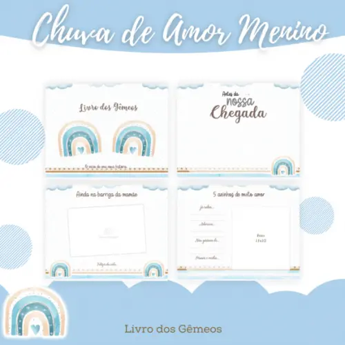 Livro do Bebê (19 x 24) - Chuva de Amor (gêmeos Meninos)