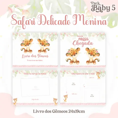 Livro Do Bebê (19 X 24) - Safari Delicado(gêmeas)