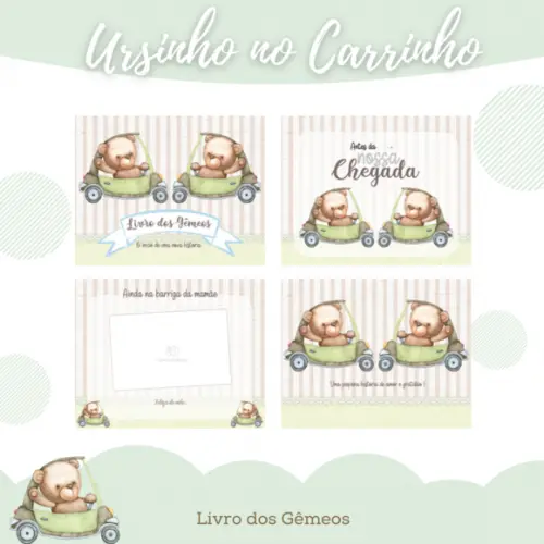 Livro do Bebê (19 x 24) - Ursinho Carrinho (gêmeos Meninos)