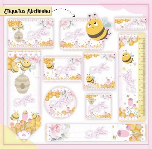 Arquivo Digital Etiqueta Escolar - Abelhinha