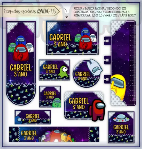 Arquivo digital Etiqueta Escolar - Among Us