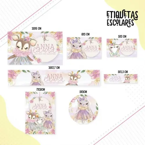 Arquivo Digital Etiqueta Escolar - Animais Cute Menina