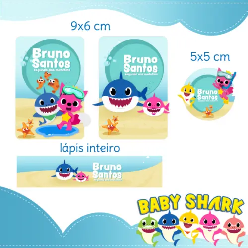 Arquivo Digital Etiqueta Escolar - Baby Shark