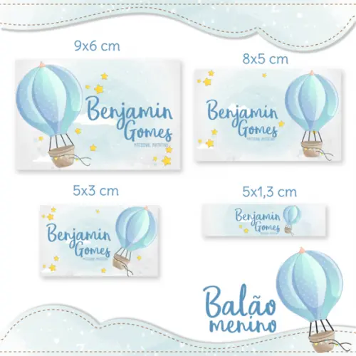 Arquivo Digital Etiqueta Escolar - Balão de Ar Menino