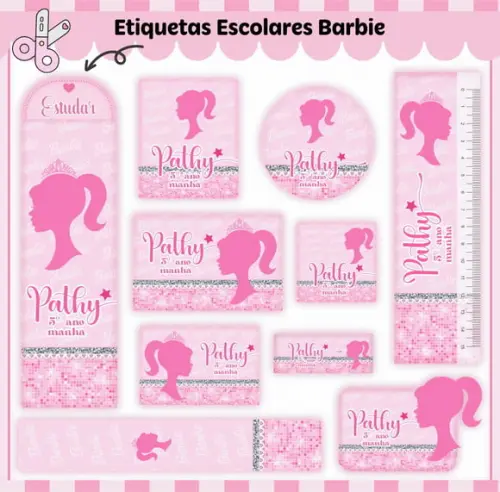 Arquivo Digital Etiqueta Escolar - Barbie 02