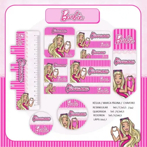 Arquivo Digital Etiqueta Escolar - Barbie 03
