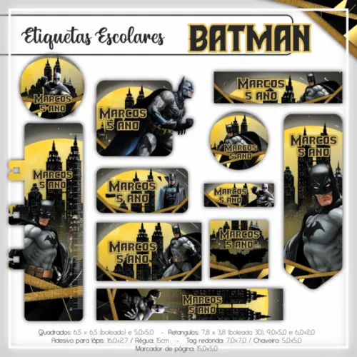 Arquivo digital Etiqueta Escolar - Batman 03