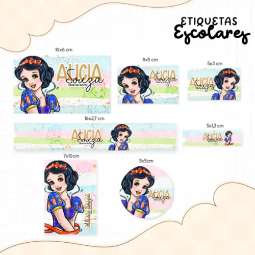 Arquivo Digital Etiqueta Escolar - Branca de Neve 03