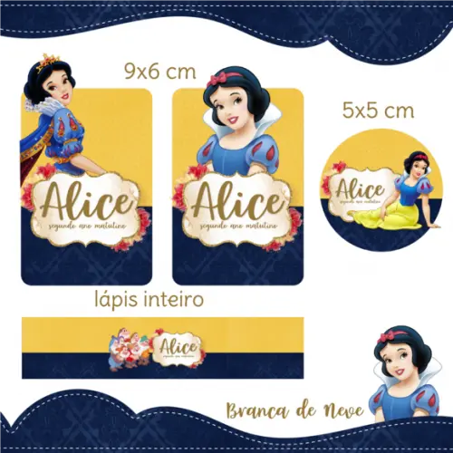 Arquivo Digital Etiqueta Escolar - Branca de Neve