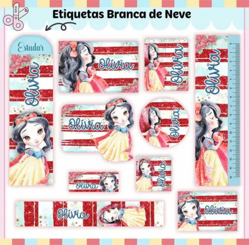 Arquivo Digital Etiqueta Escolar - Branca de Neve 04
