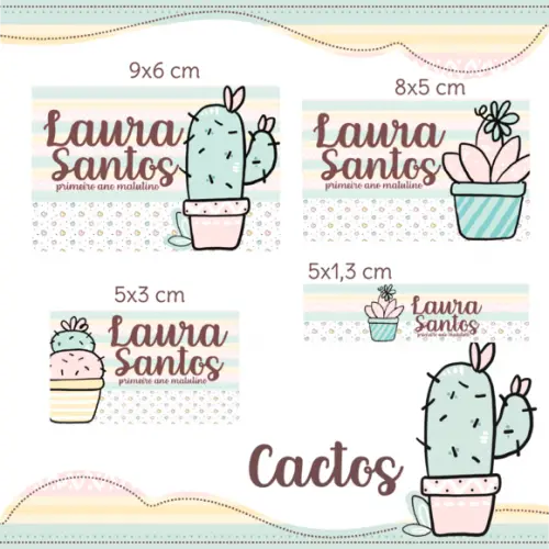 Arquivo Digital Etiqueta Escolar - Cactos