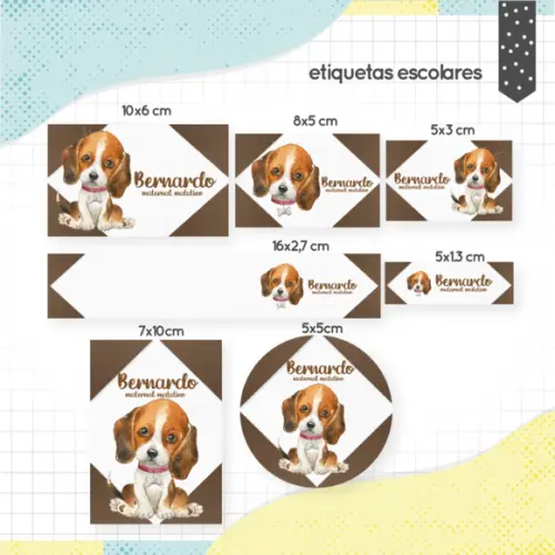 Arquivo digital Etiqueta Escolar - Cachorrinho 02