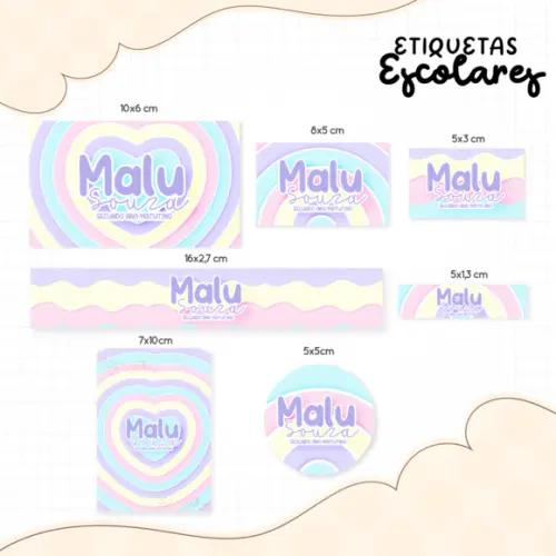 Arquivo digital Etiqueta Escolar - Candy Colors 02