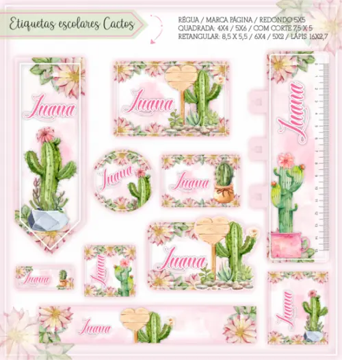 Arquivo digital Etiqueta Escolar - Cactos 02