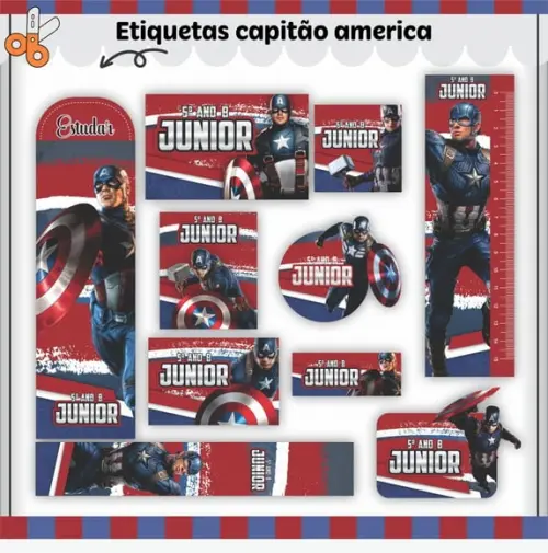 Arquivo Digital Etiqueta Escolar - Capitão América 02