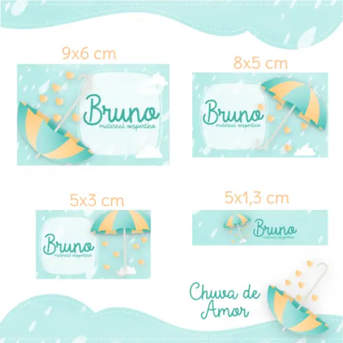 Arquivo Digital Etiqueta Escolar - Chuva de Amor Menino