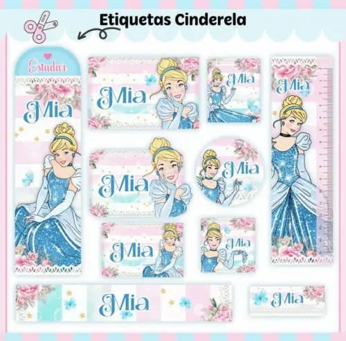 Arquivo Digital Etiqueta Escolar - Cinderela 05