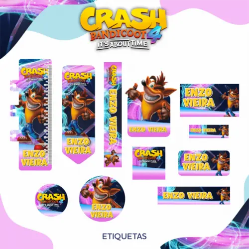 Arquivo digital Etiqueta Escolar - Crash Bandicoot