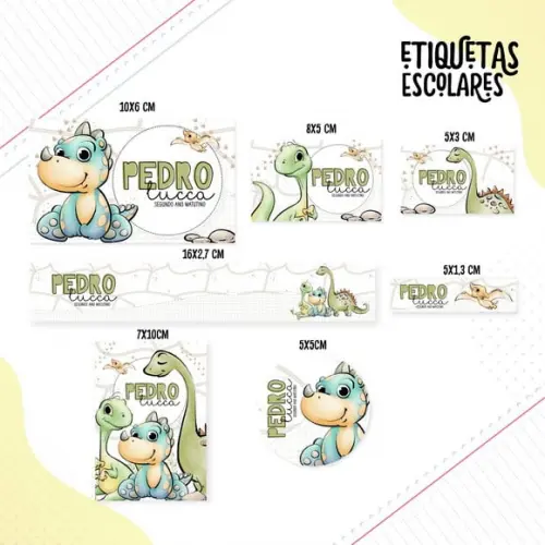 Arquivo Digital Etiqueta Escolar - Dino Boy