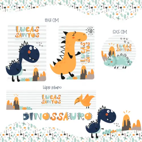 Arquivo digital Etiqueta Escolar - Dinossauro