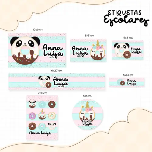 Arquivo digital Etiqueta Escolar - Donuts