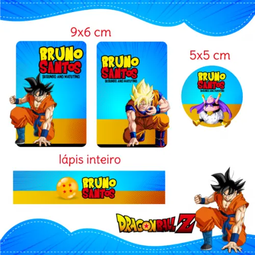 Arquivo Digital Etiqueta Escolar - Dragon Ball