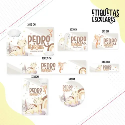 Arquivo Digital Etiqueta Escolar - Dragões Baby