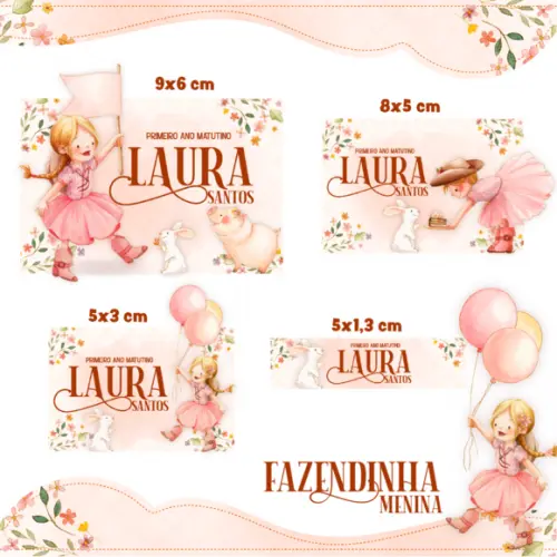 Arquivo Digital Etiqueta Escolar - Fazendinha Menina