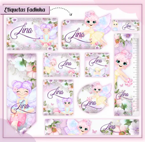 Arquivo digital Etiqueta Escolar - Fadinha