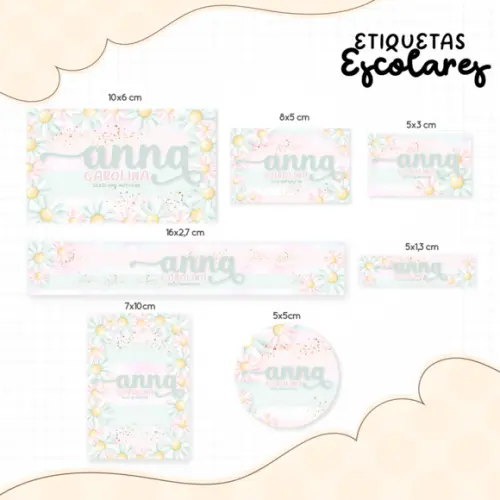 Arquivo digital Etiqueta Escolar - Floral