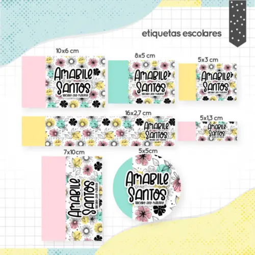 Arquivo digital Etiqueta Escolar - Floral 02