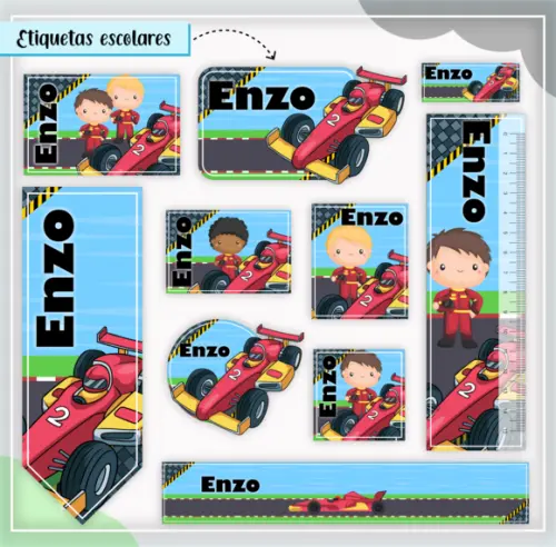 Arquivo Digital Etiqueta Escolar - Formula 1