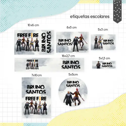 Arquivo digital Etiqueta Escolar - Freefire