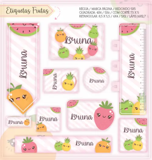 Arquivo digital Etiqueta Escolar - Frutinhas