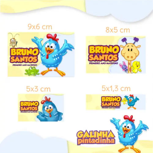 Arquivo Digital Etiqueta Escolar - Galinha Pintadinha