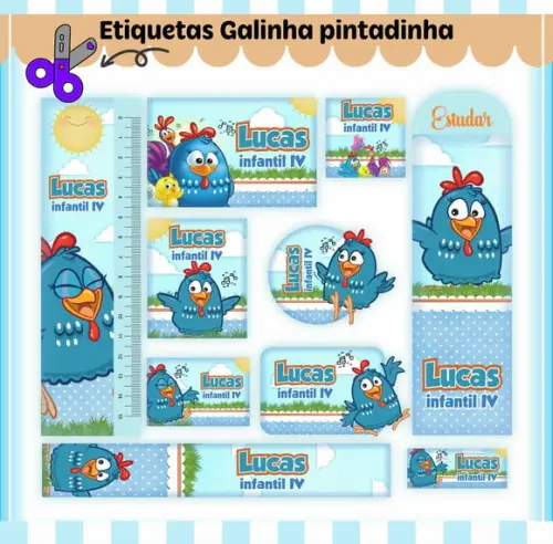 Arquivo Digital Etiqueta Escolar - Galinha Pintadinha 02