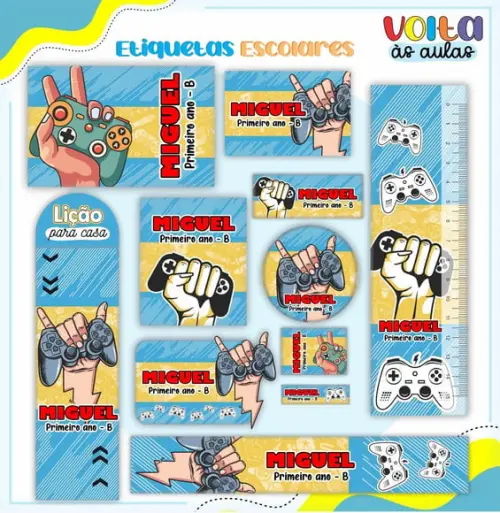 Arquivo Digital Etiqueta Escolar - Gamer 03