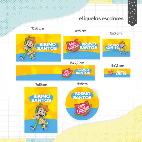 Arquivo digital Etiqueta Escolar - Gato Galáctico 02