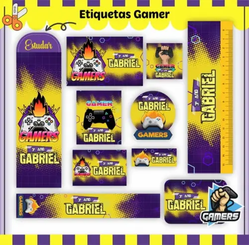 Arquivo Digital Etiqueta Escolar - Gamer 02