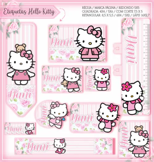 Arquivo digital Etiqueta Escolar - Hello Kitty