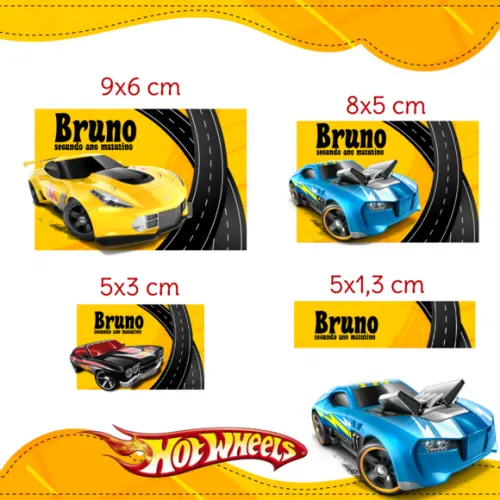 Arquivo digital Etiqueta Escolar - Hot Wheels