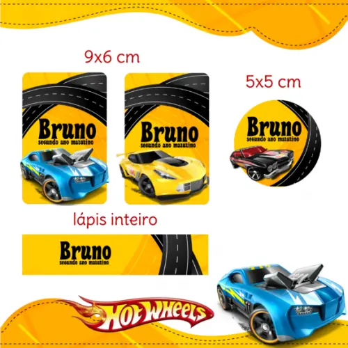 Arquivo digital Etiqueta Escolar - Hot Wheels