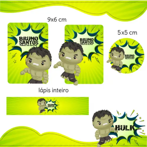 Arquivo Digital Etiqueta Escolar - Hulk