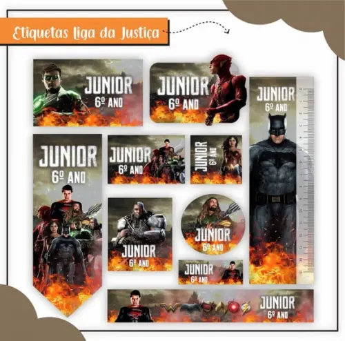 Arquivo Digital Etiqueta Escolar - Liga da Justiça