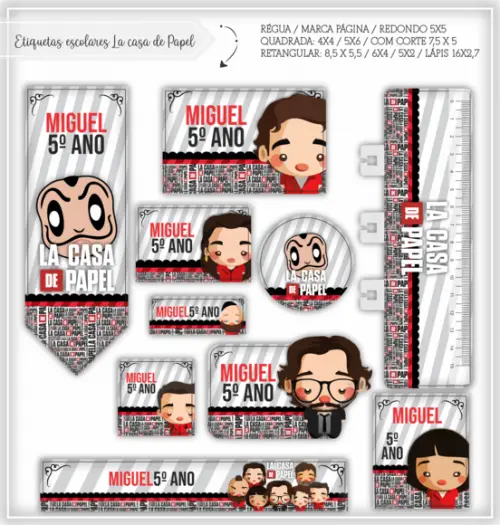 Arquivo digital Etiqueta Escolar - La Casa De Papel