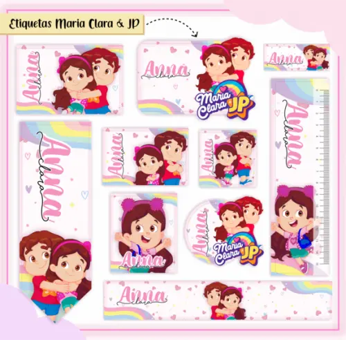 Arquivo digital Etiqueta Escolar - Maria Clara e JP Menina
