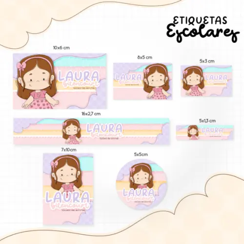 Arquivo digital Etiqueta Escolar - Menina Morena 04