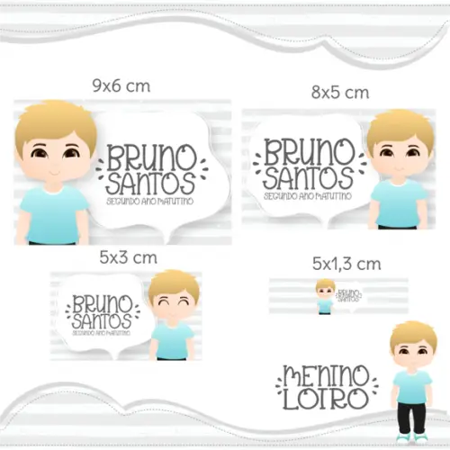 Arquivo Digital Etiqueta Escolar - Menino Loiro