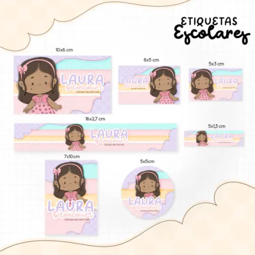 Arquivo digital Etiqueta Escolar - Menina Negra 02