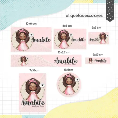 Arquivo digital Etiqueta Escolar - Menina Negra 02